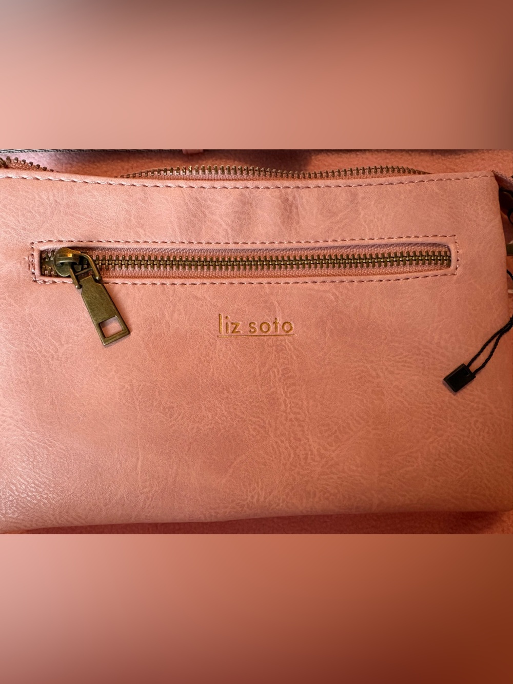 Liz Soto Women's Blush Crossbody Bag w/wristlet option and floral inside